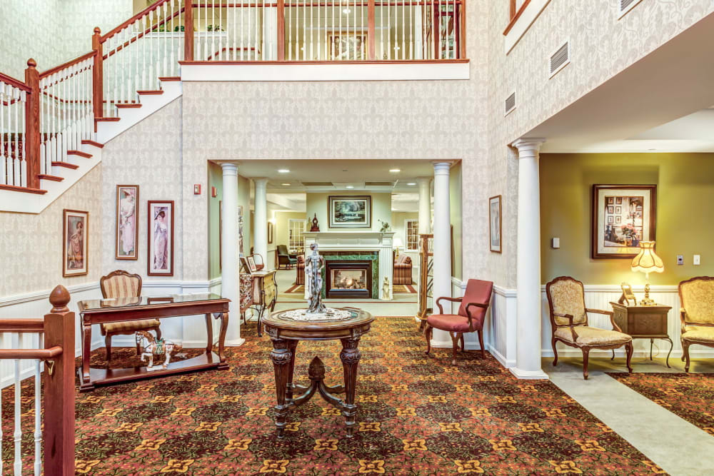 Large ornate entry hall at Grand Victorian of Rockford in Rockford, Illinois