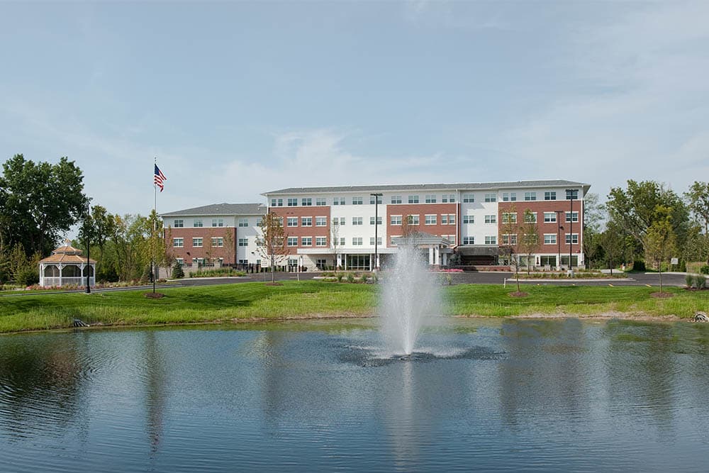 Pond out front of Oak Hill Supportive Living Community in Round Lake Beach, IL