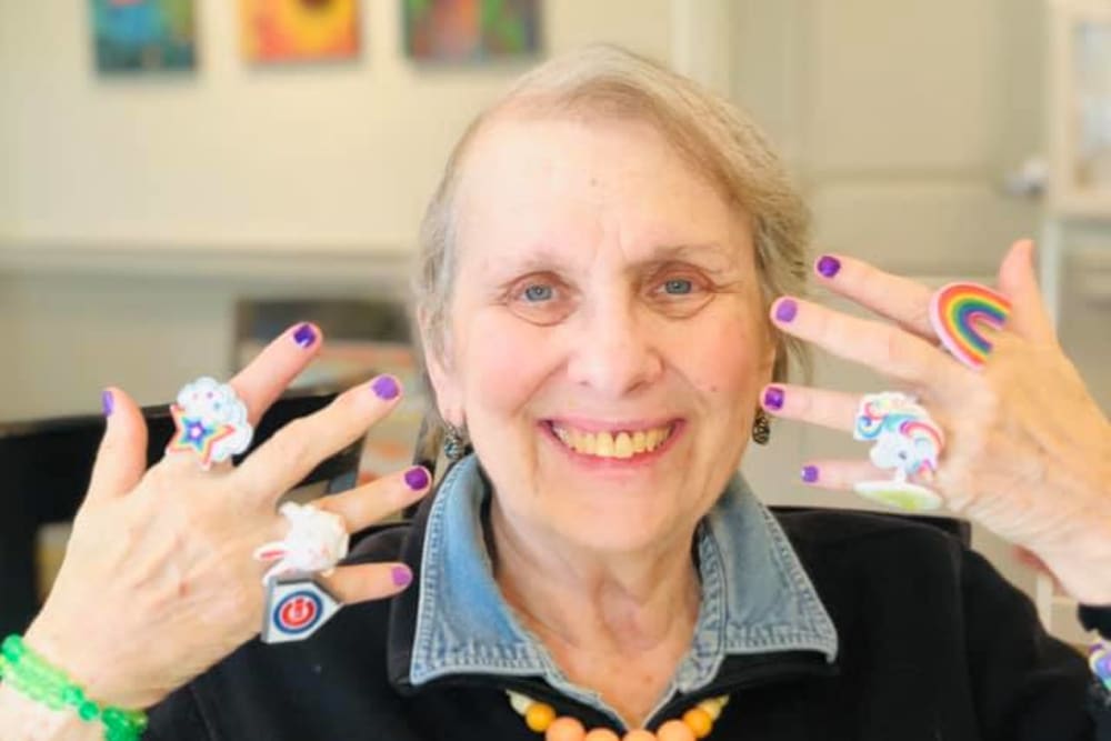 A resident that just got her nails done at Aspired Living of Prospect Heights in Prospect Heights, Illinois. 