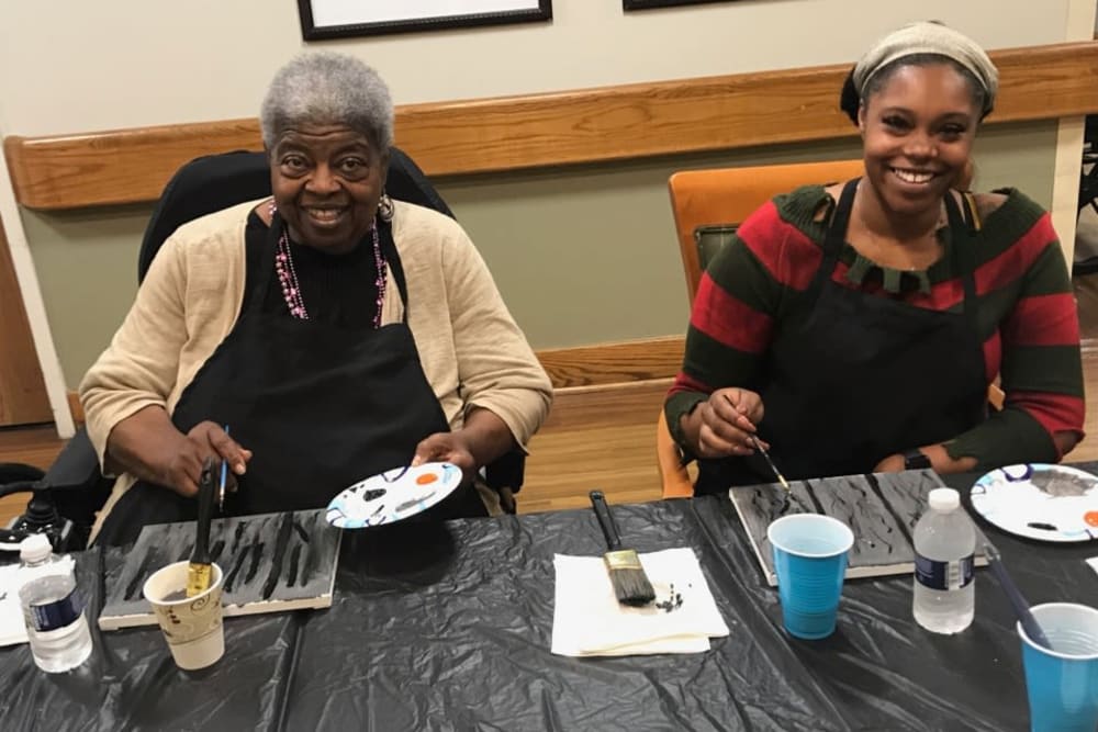 Residents painting at Victory Centre of Park Forest