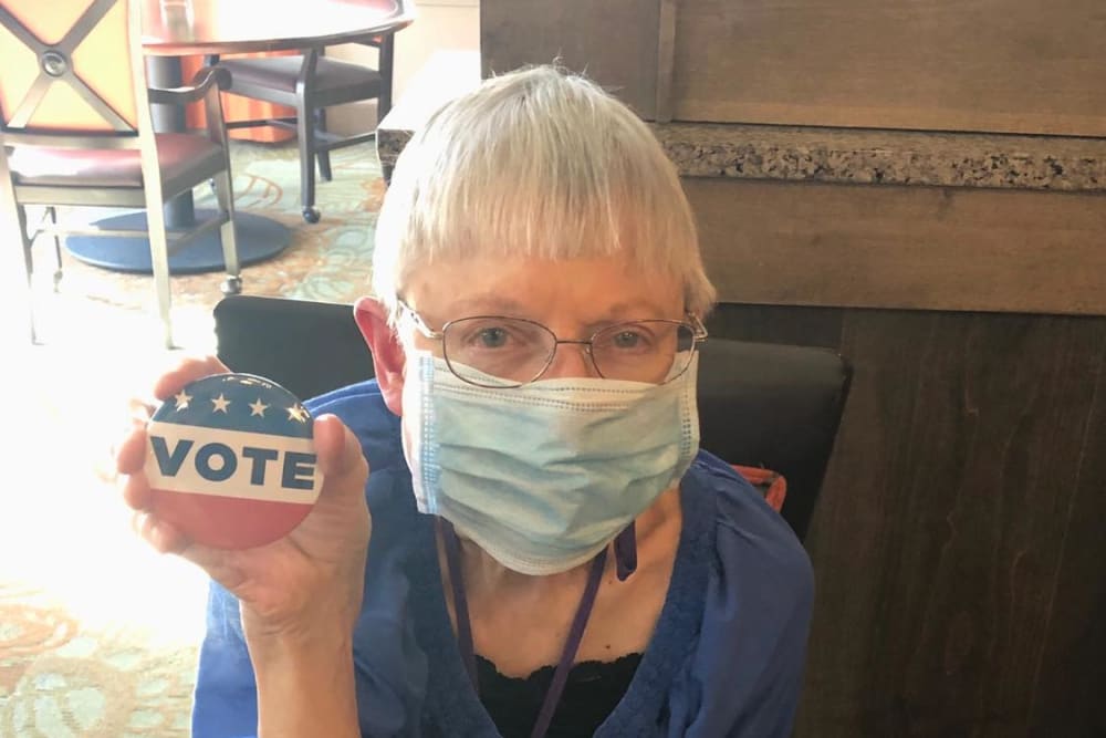 A resident who voted at Aspired Living of Prospect Heights in Prospect Heights, Illinois. 