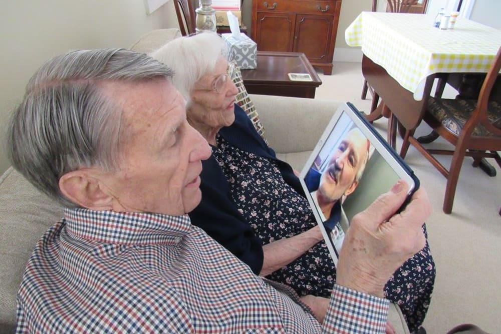 Residents facetiming at Aspired Living of Westmont