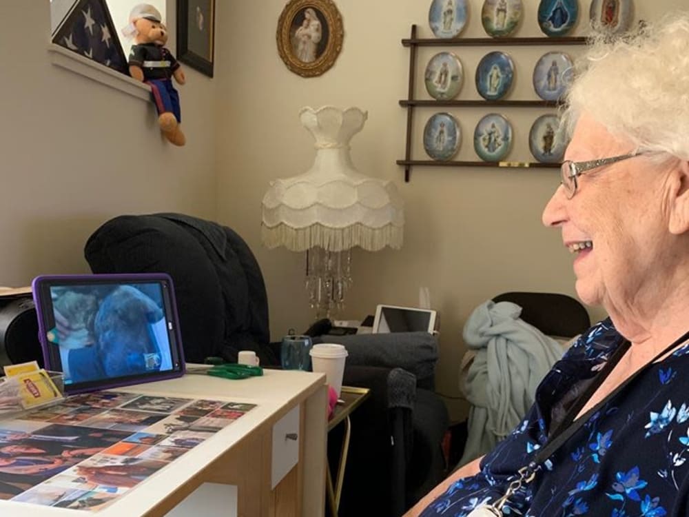Resident facetiming at Victory Centre of Bartlett