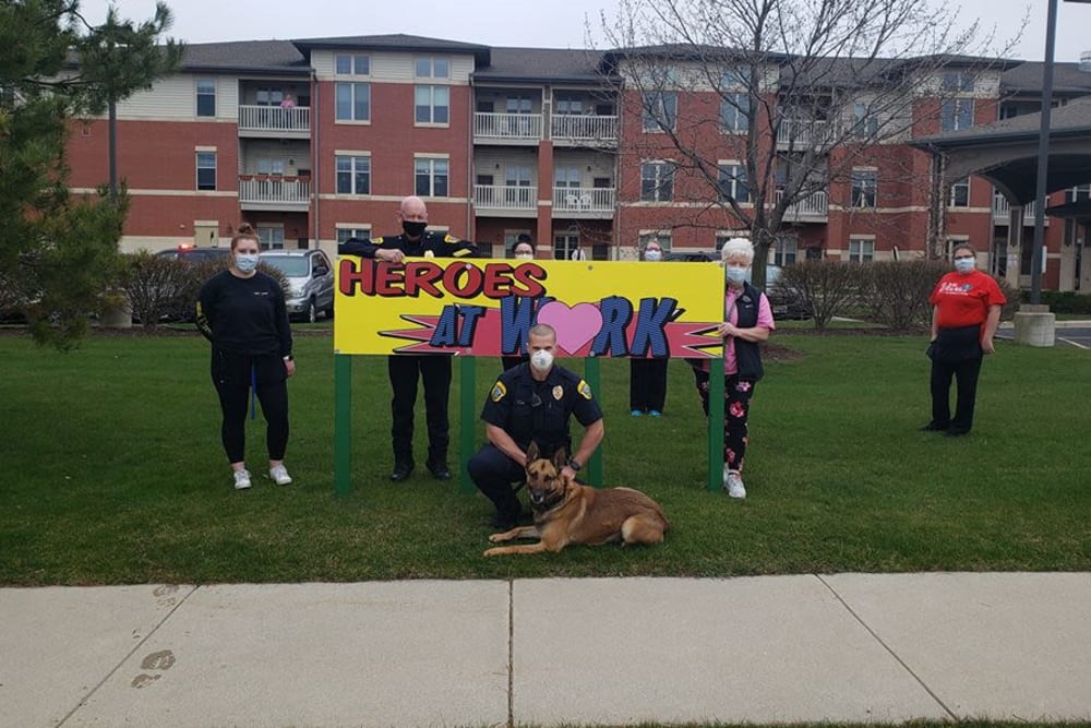 Heroes outside of Age Well Centre for Life Enrichment