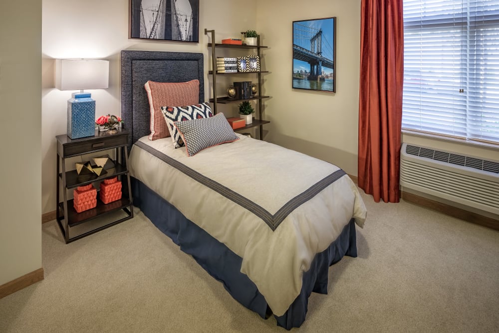 Spacious resident bedroom at Aspired Living of Prospect Heights in Prospect Heights, Illinois