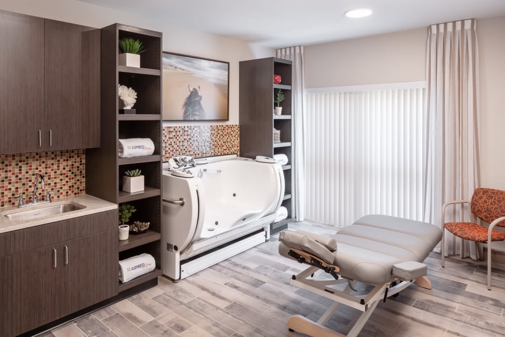 walk in spa bath and massage chair at Aspired Living of La Grange in La Grange, Illinois