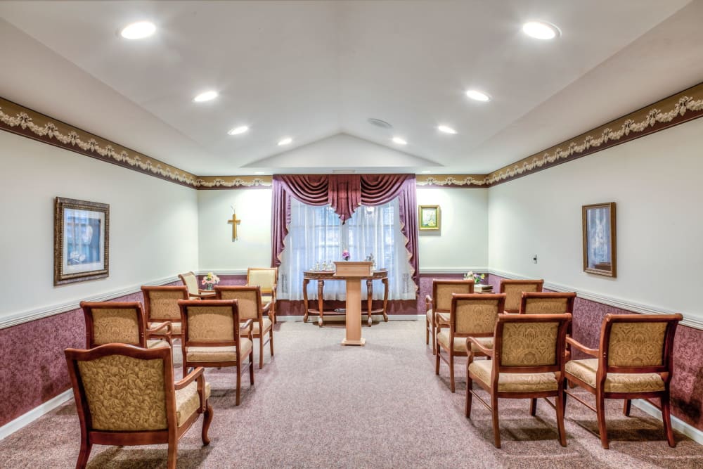 Lecture hall with tract lighting at Grand Victorian of Sycamore in Sycamore, Illinois