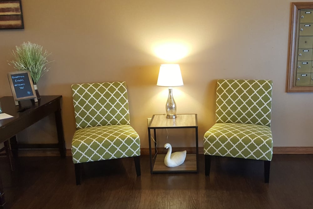 Colorfully seating area at Brookstone Estates of Charleston in Charleston, Illinois.