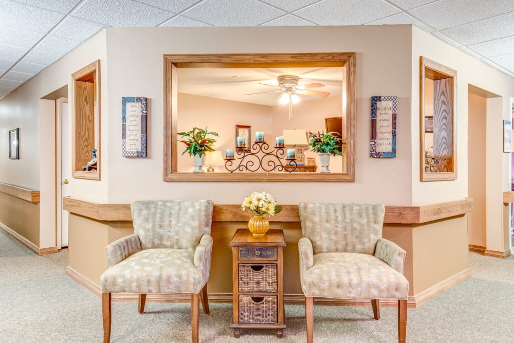 Well lit lounge area at Brookstone Estates of Tuscola in Tuscola, Illinois