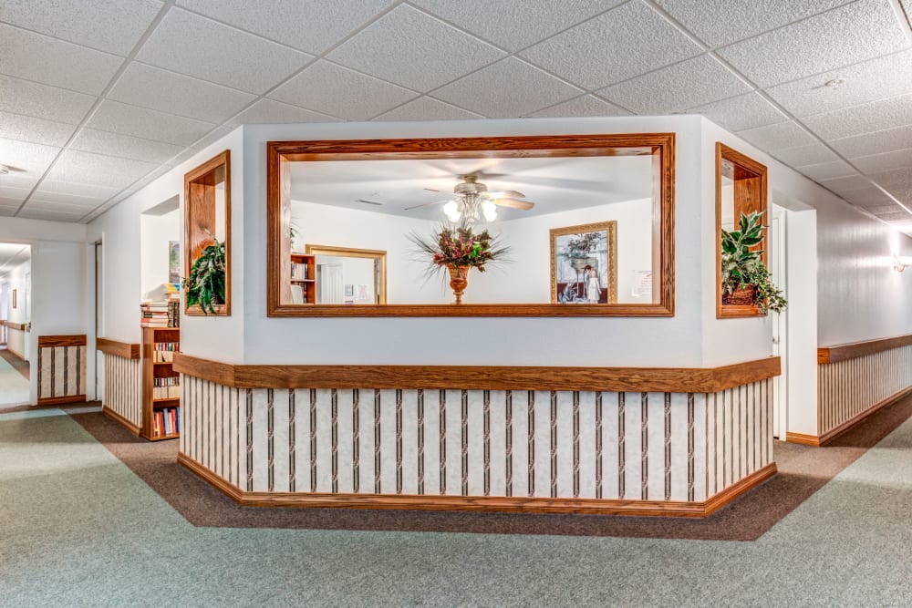 Front lobby of upscale senior living facility at Brookstone Estates of Paris in Paris, Illinois