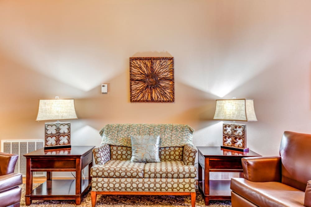Quaint, well lit sitting room at Brookstone Estates of Olney in Olney, Illinois