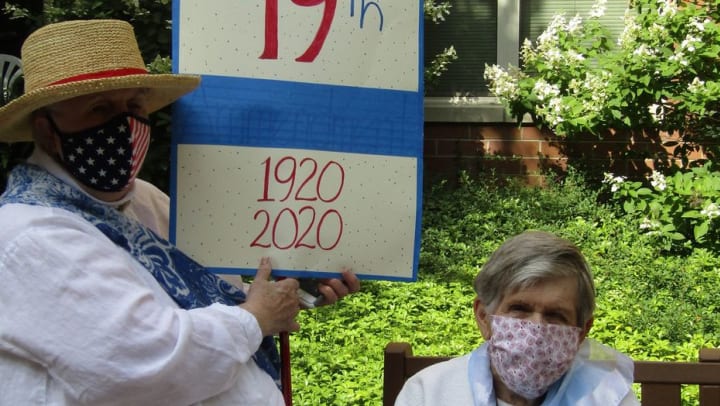 Women at Pathway to Living’s Victory Centre of Vernon Hills community celebrated the 100th anniversary of women earning the right to vote in 2020! 