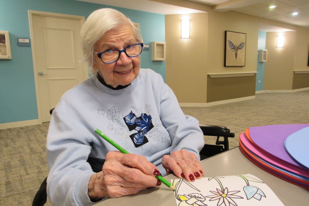resident drawing a picture