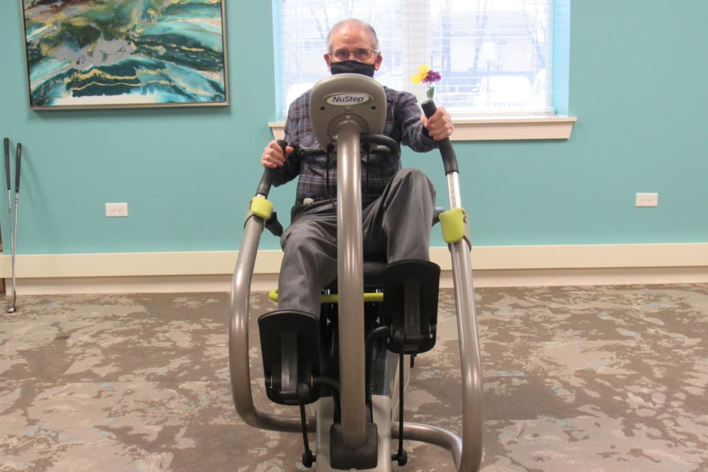 resident using the fitness room