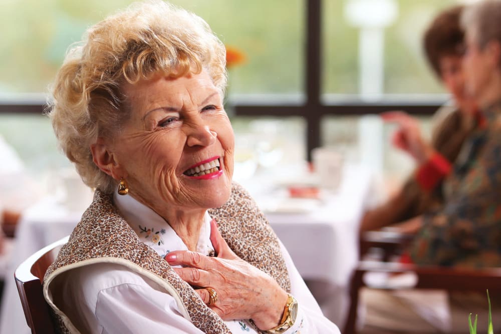 Cheerful female resident at Brookstone Estates of Robinson in Robinson, Illinois