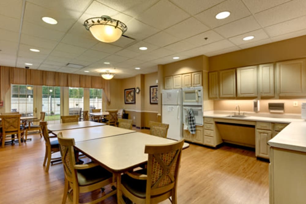 Communal dinning hall at Carriage Court of Kenwood in Cincinnati, Ohio.