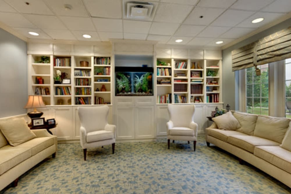 extensive library at Carriage Court of Kenwood in Cincinnati, Ohio.