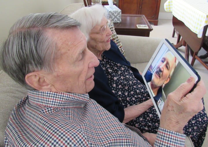 Phil and Marilyn Beluscheck Facetime the mayor of Westmont on their 69th wedding anniversary.