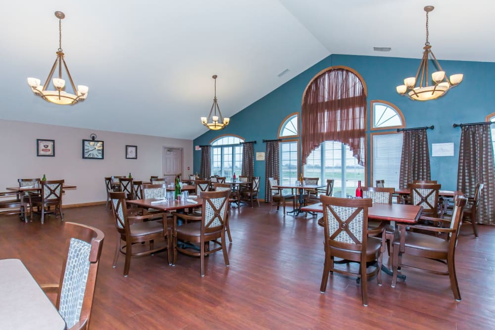Elegant dining room at Brookstone Estates of Tuscola in Tuscola, Illinois
